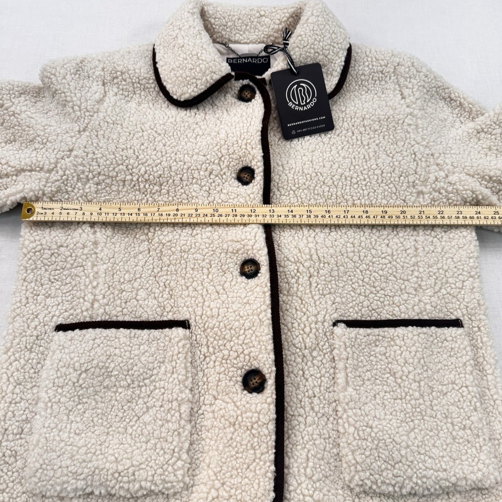 NWT Bernardo Aspen Sherpa Coat Cream Button Front Women's Large - Picture 3 of 9